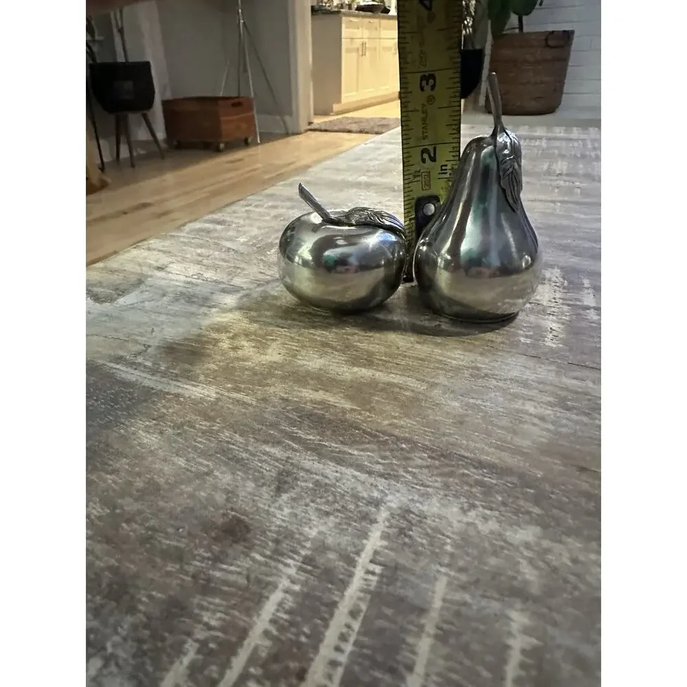 Kirk Stieff Pewter Apple & Pear Salt And Pepper Shakers Set Vintage